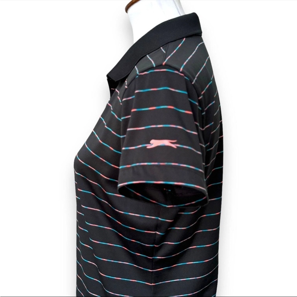 Slazenger Golf Coral Teal Black Short Sleeve Polo Medium - Picture 3 of 4